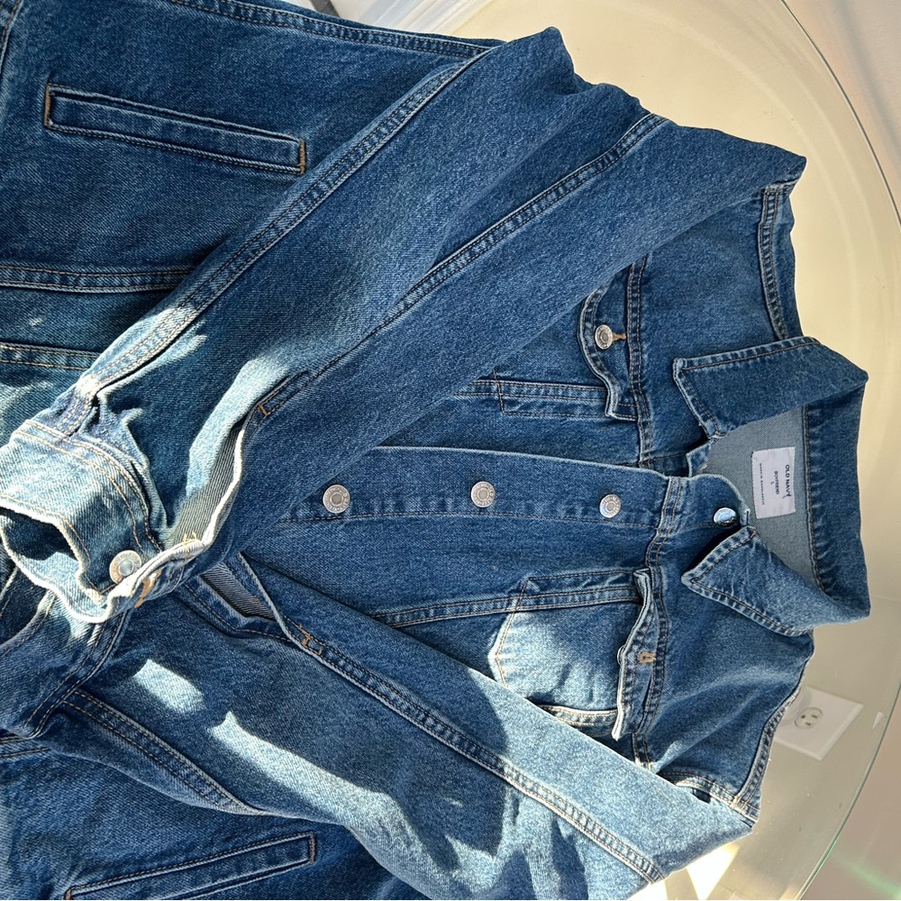 Old Navy Blue Jean Jacket with Harley-Davidson Patch - Picture 4 of 5